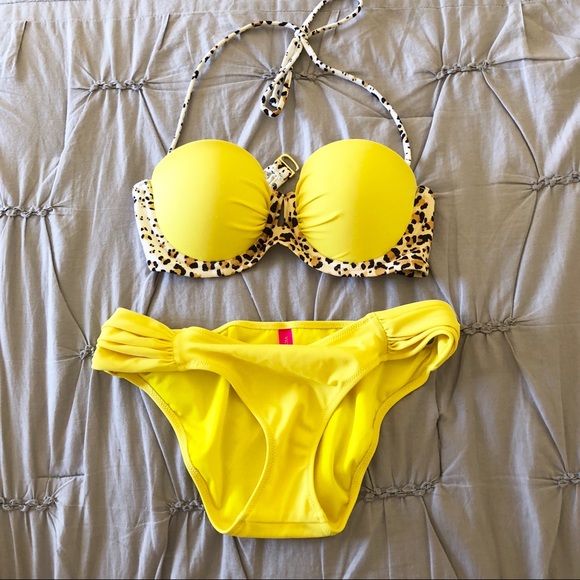 yellow leopard print swimsuit